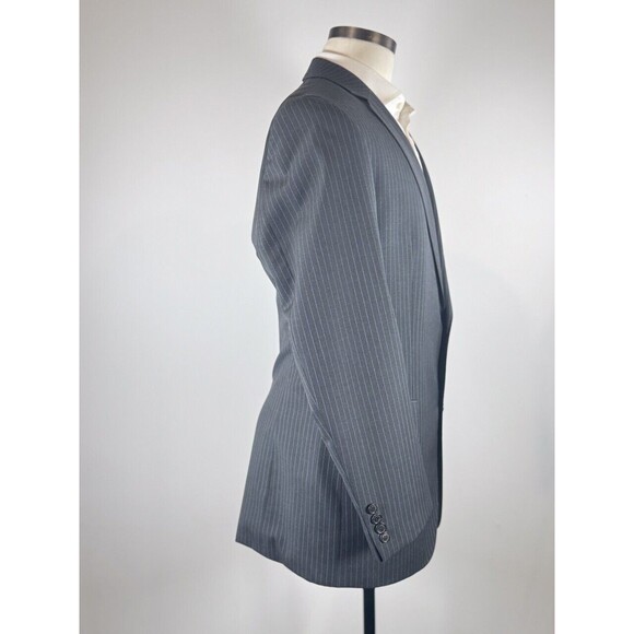 HUGO BOSS Mens Blazer Gray Pinstripe Two Button Sport Coat Suit Jacket Slim 40L - Picture 3 of 9
